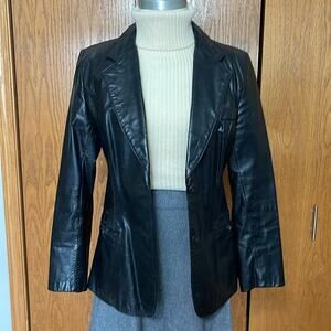 Women's Opera Black Vintage Leather Blazer Size 11